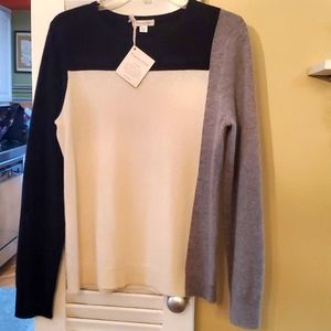 Garnet Hill NWT colorblock cashmere crewneck M